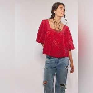 NWT FREE PEOPLE BELLA LACE BLOUSE ❤️